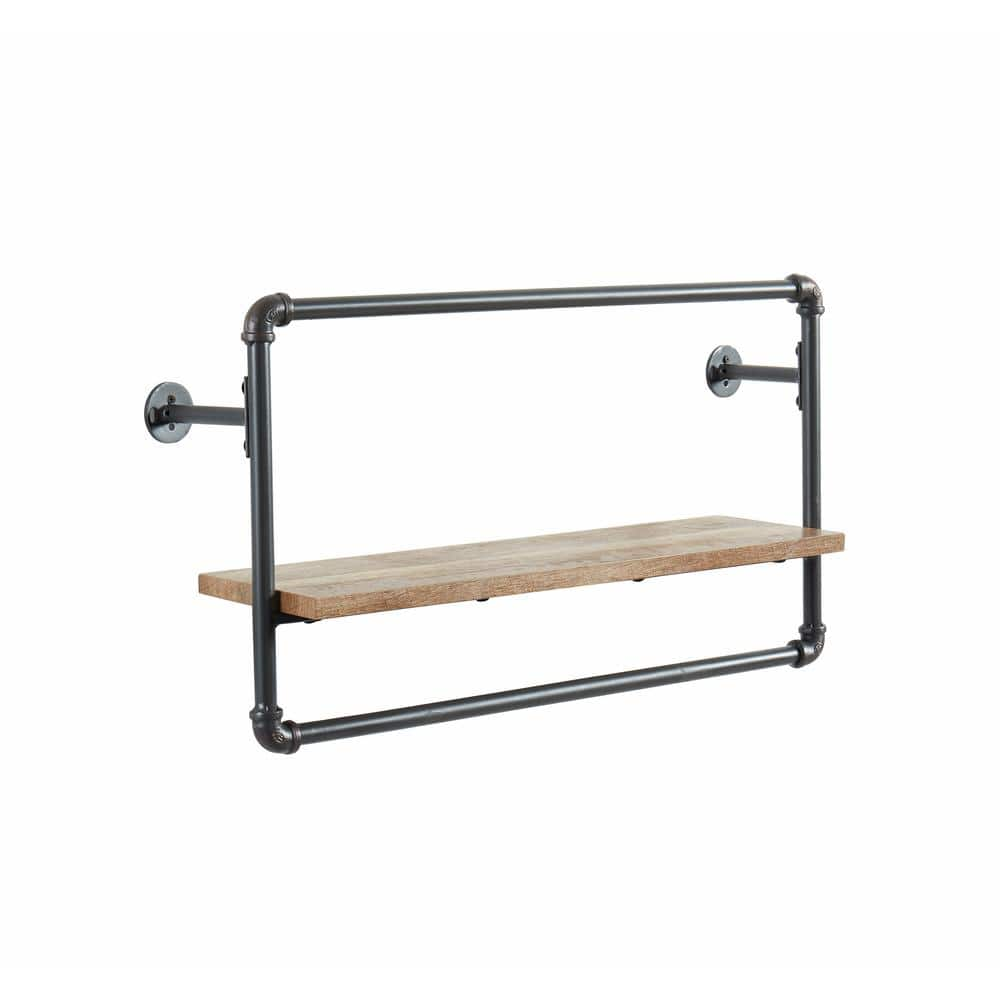 Zeren 7.25 in, x 27.5 in. 16.25 in. Sand Black Metal Floating Wall Shelf -  Furniture of America, IDF-AC543A