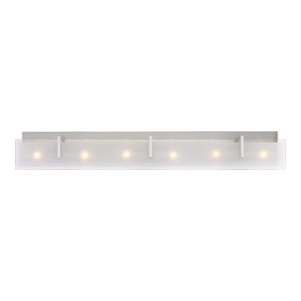 Syll 38" Brushed Nickel 6-Light Vanity Fixture with Glass Shade