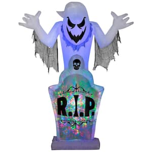 83.86 in. Tall Halloween Projection Inflatable-Kaleidoscope-Ghost and Tombstone- (RGB)