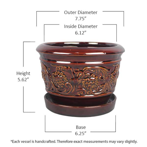 Trendspot 8 in. Rustic Damask Ceramic...