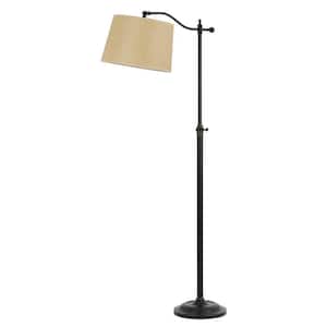 62.5 in. Bronze 1 Dimmable (Full Range) Standard Floor Lamp for Living Room with Paper Square Shade