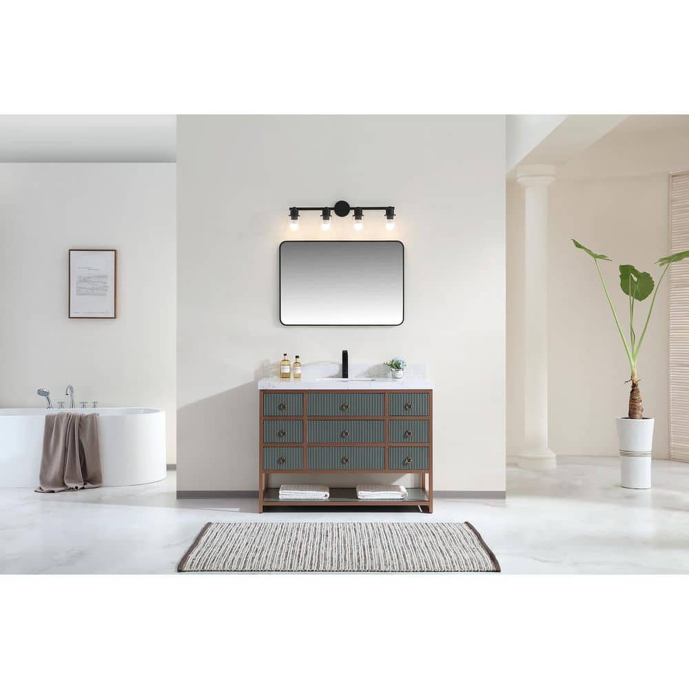 WK2438-48-PG 48in. Single Sink Sink Vanity Pewter Green Bath Vanity with White 2in. Artificial Stone Top price history on PriceWatchPro