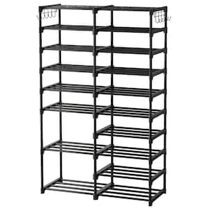 Buzowruil 9 Tiers Large Shoe Rack Shoe Storage Shoe Organizer 50-55 Pairs  Shoe Tower Durable Metal with Curtain for Entryway,White