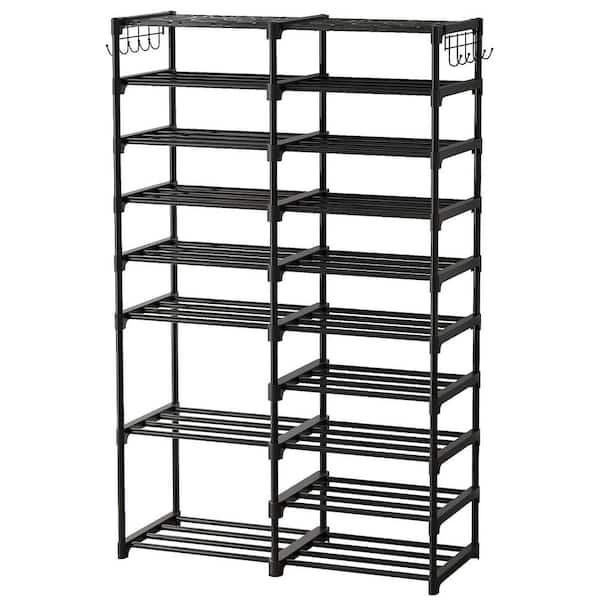 10-Tier Shoe Rack Organizer , Tall Shoe Storage for Closets Non-Woven  Fabric Metal Sturdy Shoe Shelf Tower Cabinet for Entryway (Black) 