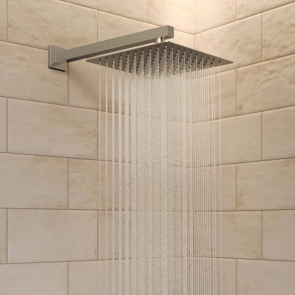 2-Spray Square High Pressure Wall Bar Shower Kit with 3 Modes Hand Shower in. Brushed Nickel (Valve Included)