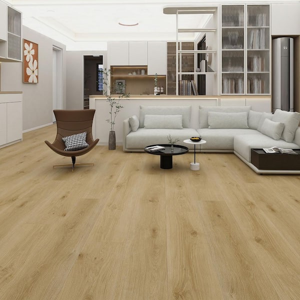 Madison Golden Coast Oak 28 MIL x 9 in. W x 60 in. L Click Lock Waterproof Lux Vinyl Plank Flooring (22.4 sq. ft. /Case)