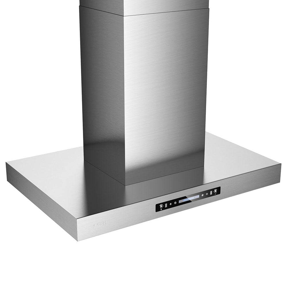 iKTCH 29.3 in. 900 CFM Ducted Island Mount Range Hood in Stainless Steel with LED Light and Remote Control