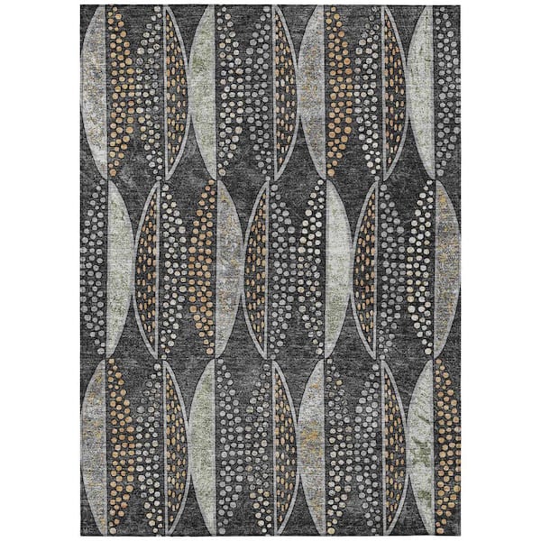 Chantille Machine Washable Indoor/Outdoor Abstract ACN2711 Black 3 ft. x 4 ft. Area Rug