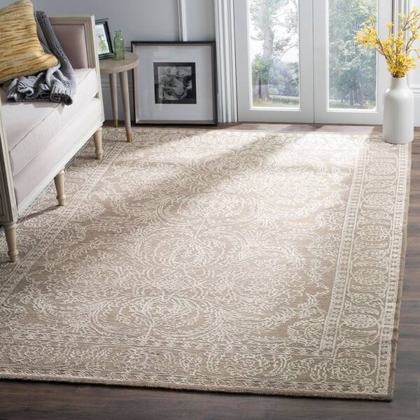 Chester 6 ft. x 9 ft. Stone Gray/Pearl Palmette Area Rug