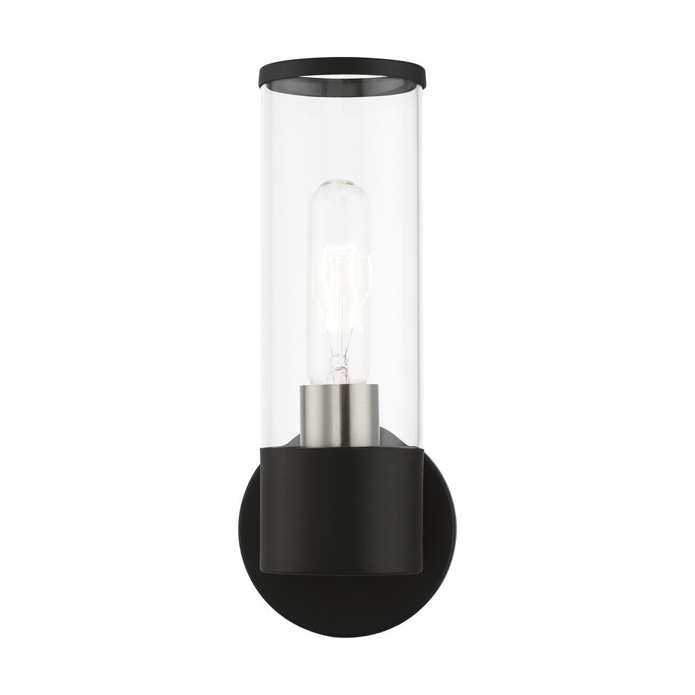 Sleek Urban Black and Nickel Dimmable Glass Sconce