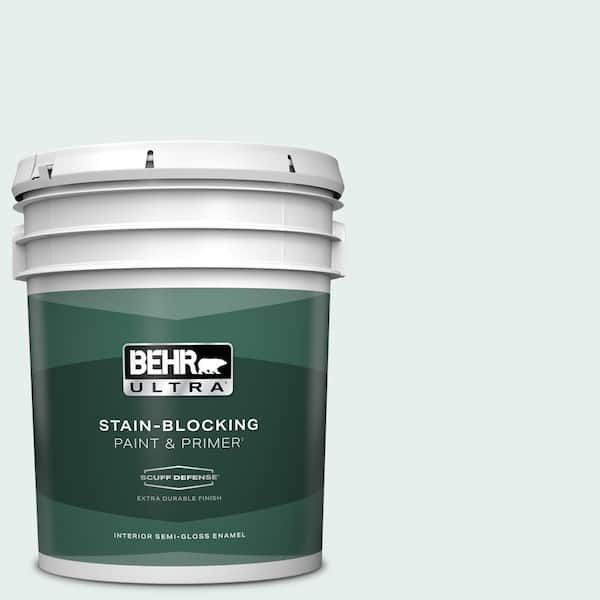 BEHR ULTRA 5 gal. #730E-1 Polar White Extra Durable Semi-Gloss Enamel Interior Paint & Primer