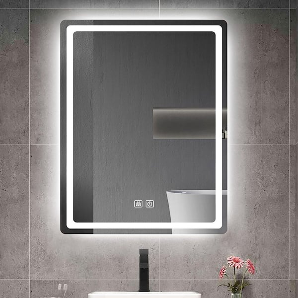 23.62 in. W x 31.5 in. H Rectangular Glass Frameless Anti-Fog Wall Mounted Bathroom Vanity Mirror in Natural