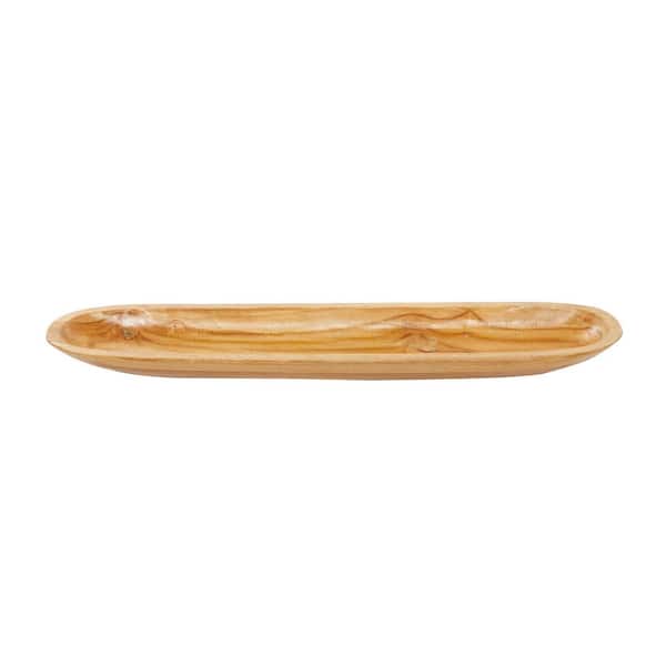 Litton Lane Brown Handmade Teak Wood Live Edge Decorative Tray