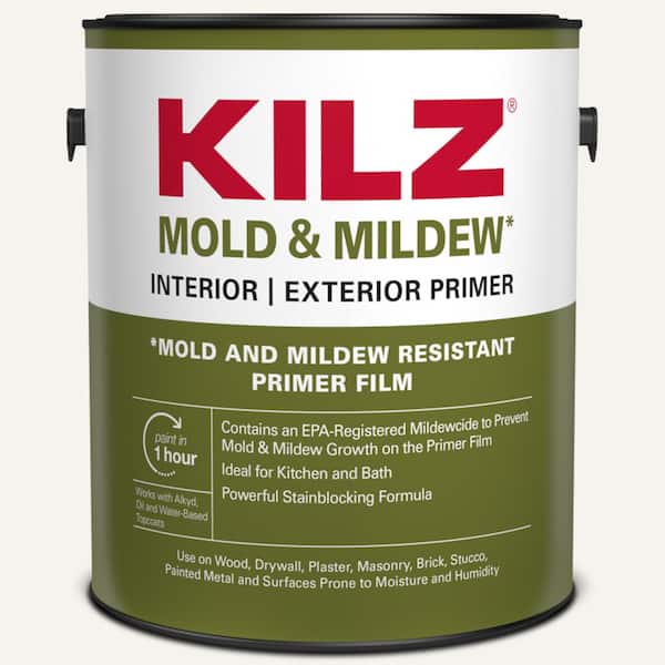 KILZ Mold and Mildew 1 Gal. White Water Based Interior and Exterior Primer, Sealer and Stain-Blocker
