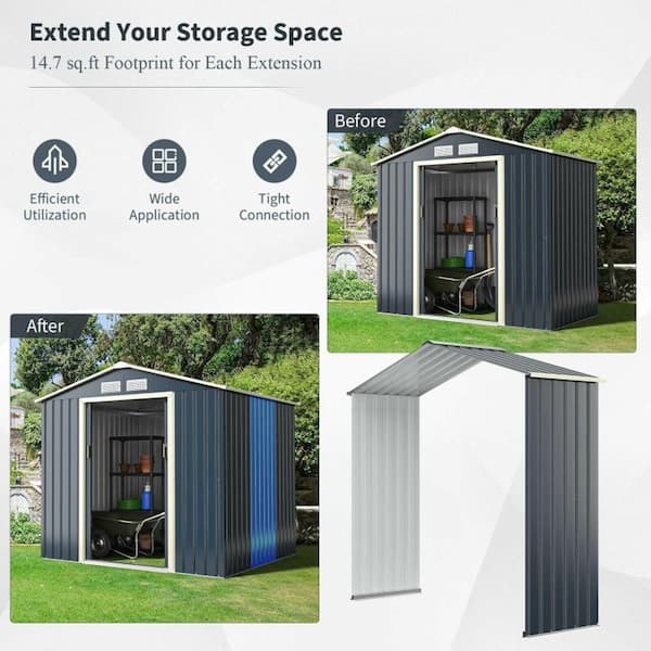 Clihome Shed Extension Kit, Outdoor Storage Space Expander, Adds
