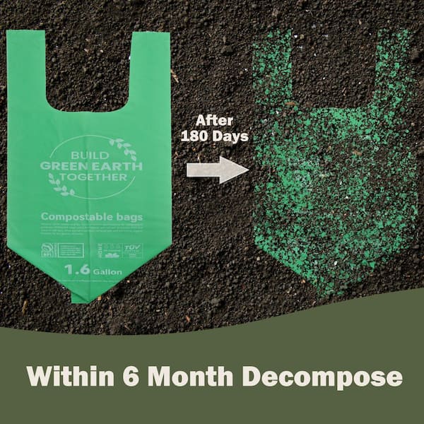 Misopily 1.6 Gal. 6 L Compostable Trash Bags, Extra Thick 0.6 Mils