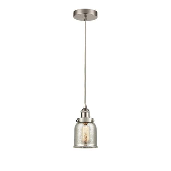 Innovations Bell 100-Watt 1 Light Brushed Satin Nickel Shaded Mini Pendant Light with Mercury glass Mercury Glass Shade