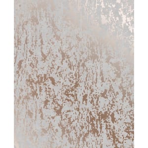 Milan Grey & Rose Gold Vinyl Non-Pasted Washable Wallpaper Roll (Covers 56 Sq. Ft.)