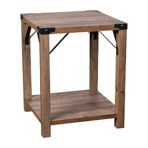 18 in. Rustic Oak Square Engineered Wood End Table