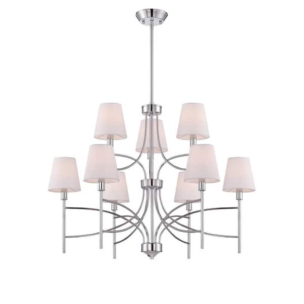 World Imports Millau Collection 9-Light Chrome Chandelier with Fabric Shade