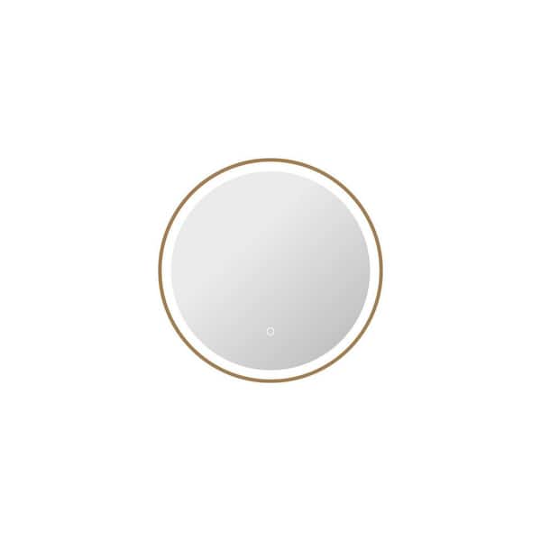 24 in. W x 24 in. H Round Framed LED Wall Mirror in Satin Gold
