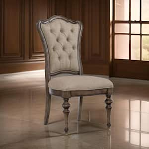 Brown Polyester Tufted Back Dining Chair (Set of 2)