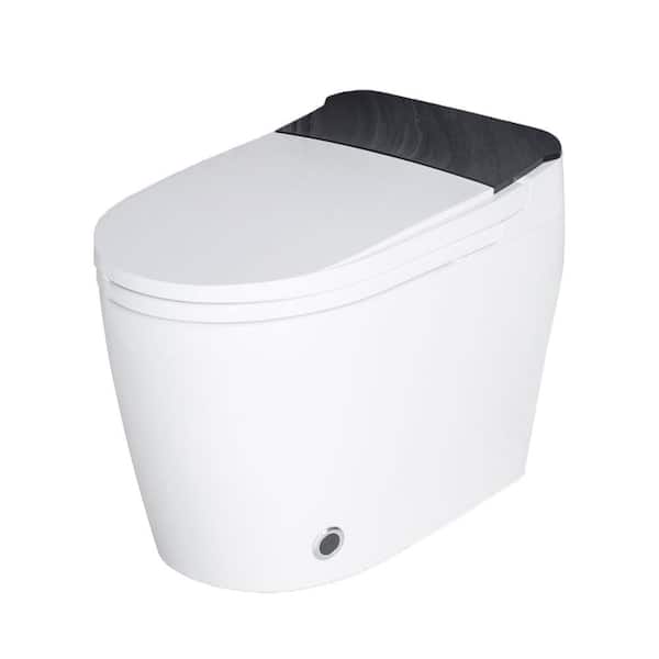 1.28 GPF Elongated Smart Toilet in White with Heated Seat,Feet Sensor,Off Seating Auto Flush,Warm Water and Dryer