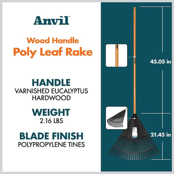3-Piece Wood Handle Garden Essentials Tool Set (Poly Leaf Rake, Digging Shovel and Bow Rake)