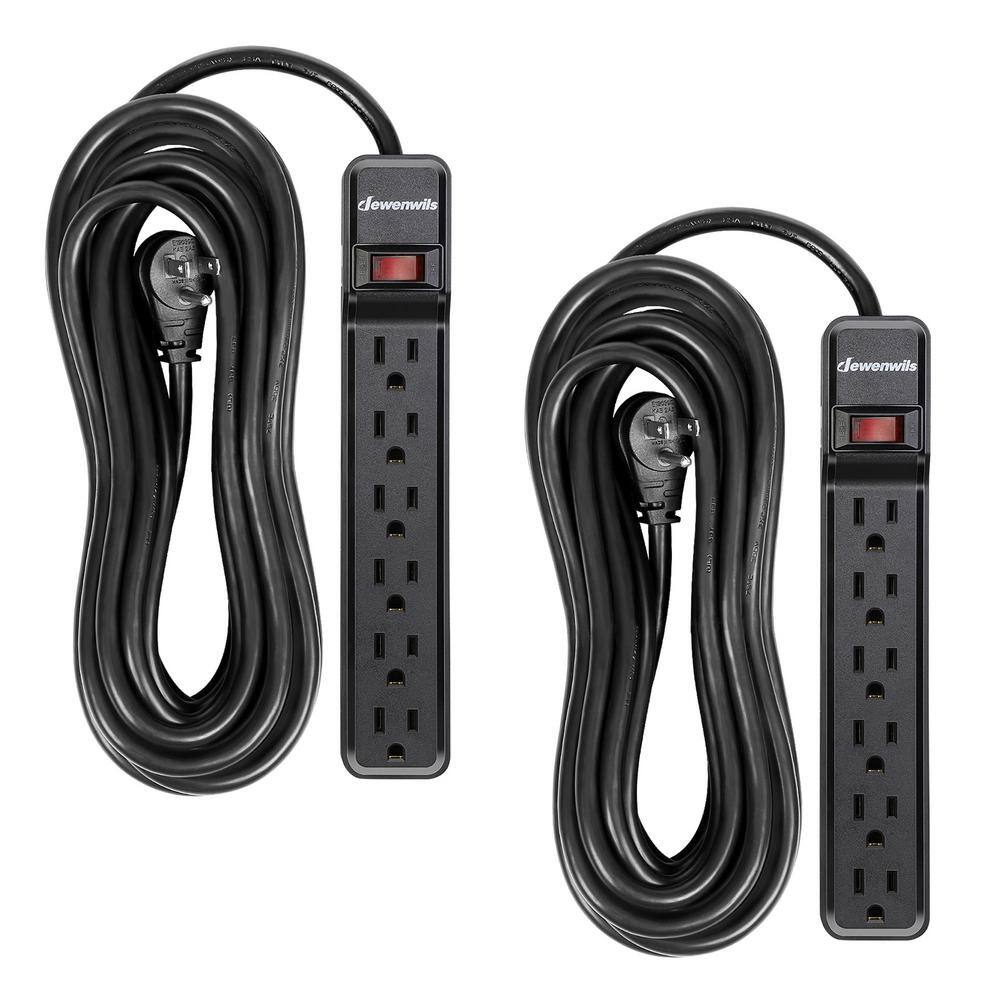 25 ft. 6-Outlet Power Strip Surge Protector, 500 J in Black (2-Pack) price history on PriceWatchPro
