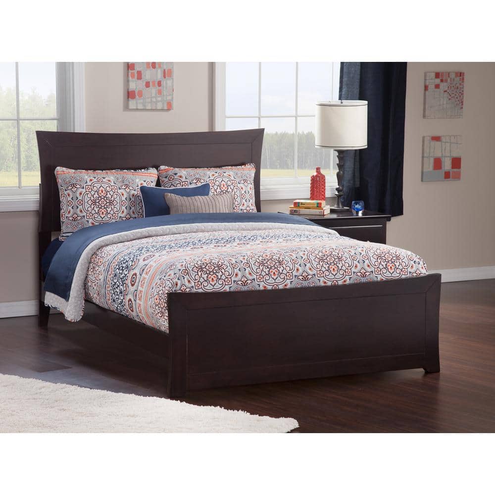 Espresso Queen Wood Bed with Headboard and Footboard