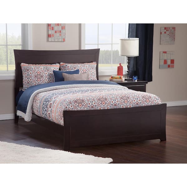 AFI Metro Espresso Dark Brown Solid Wood Queen Traditional Panel Bed with Matching Footboard and Attachable Device Charger