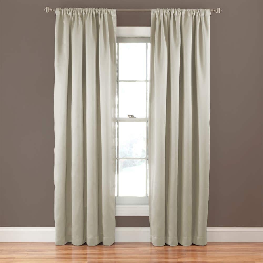 Stone Polyester Room-Darkening Rod Pocket Curtain Panel, 52 x 63 Inch