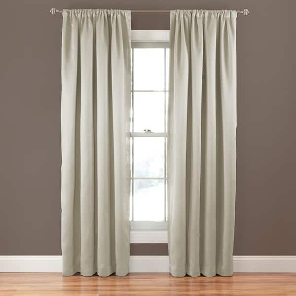 Eclipse Tricia Stone Solid Polyester 52 in. W x 95 in. L Room Darkening Single Rod Pocket Curtain Panel