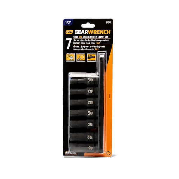GEARWRENCH 1/2 in. Drive SAE Hex Bit Impact Socket Set (7-Piece