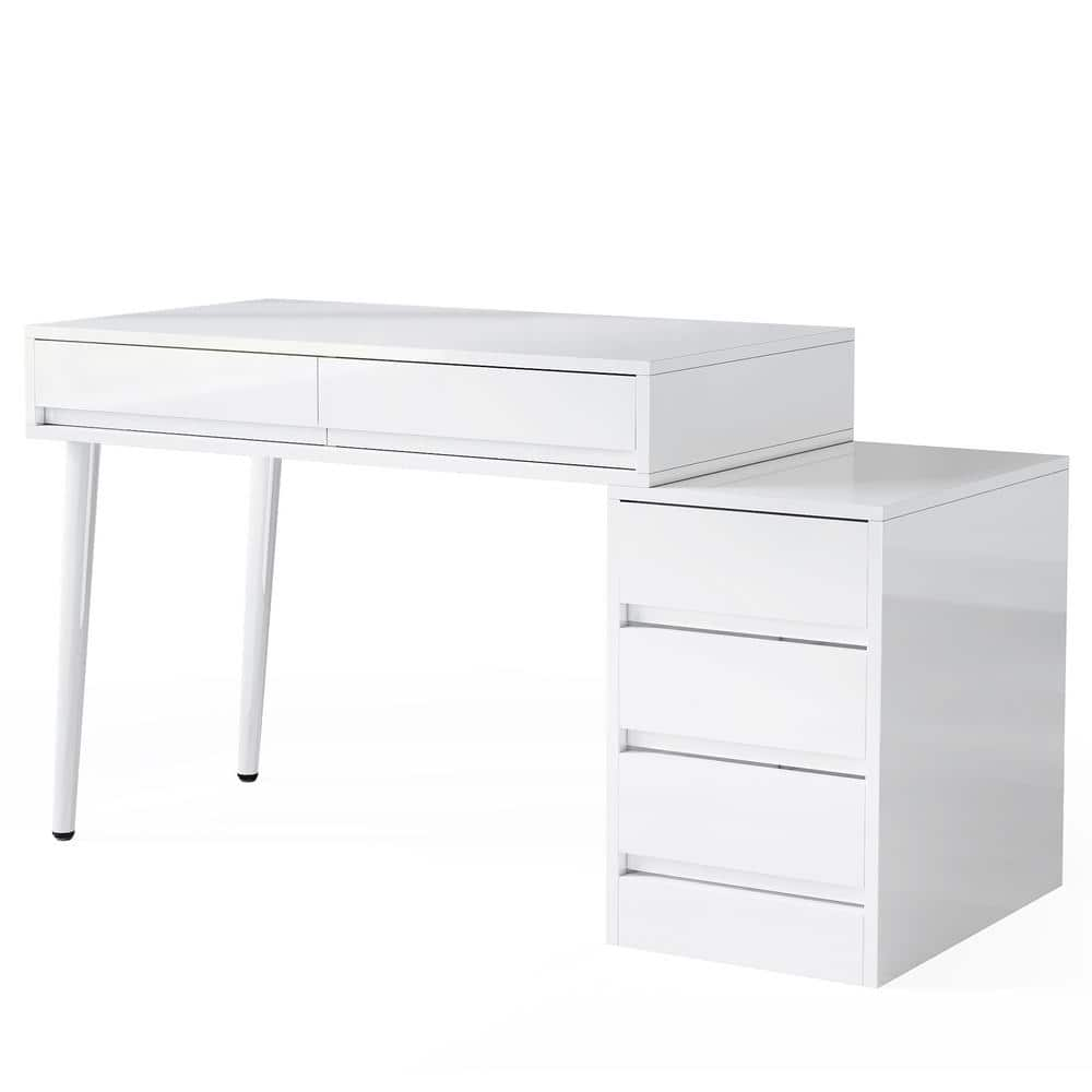 TRIBESIGNS WAY TO ORIGIN Halseey 55 in. Rectangular White Wood 5-Drawer ...