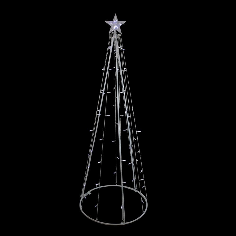Pure White LED Lighted Cone Tree with Crystalline Star Topper