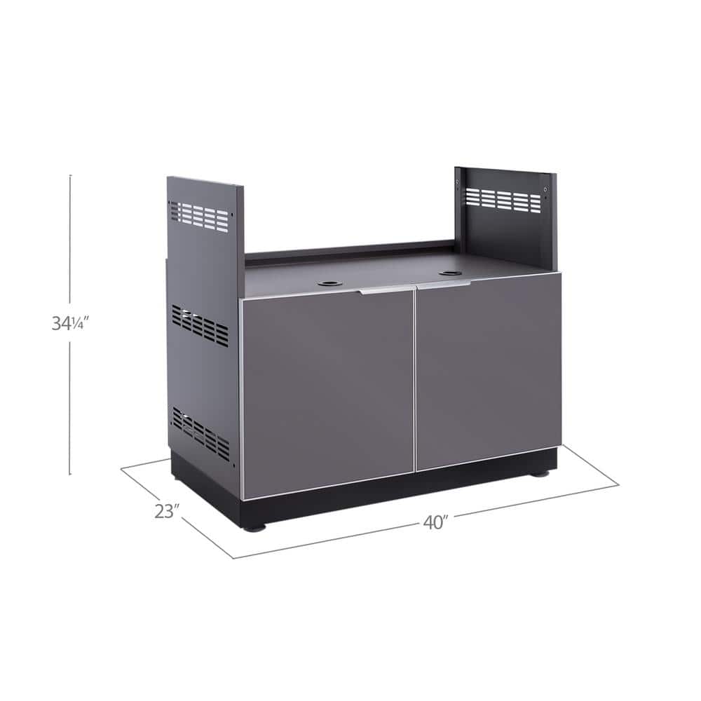 Gray Stainless Steel 40" Gas Grill Cabinet with Driftwood Finish