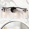 Zevni 20 in. 3-Light Modern Antique Brass Bathroom Vanity Light, DIY  Transitional Bath Light, Seeded Glass Black Wall Sconce Z-U7RNIJA3-4663 -  The Home Depot