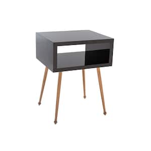 18 in. W x 23 in. H Acrylic Black Stainless Steel Mirror End Table