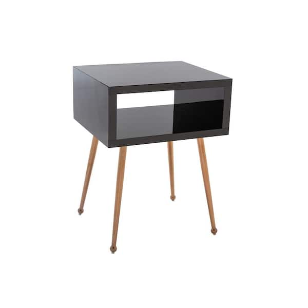 LUCKY ONE 18 in. W x 23 in. H Acrylic Black Stainless Steel Mirror End Table