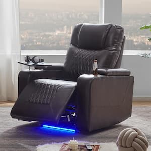 Brown Faux Leather Standard (No Motion) Recliner with Storage