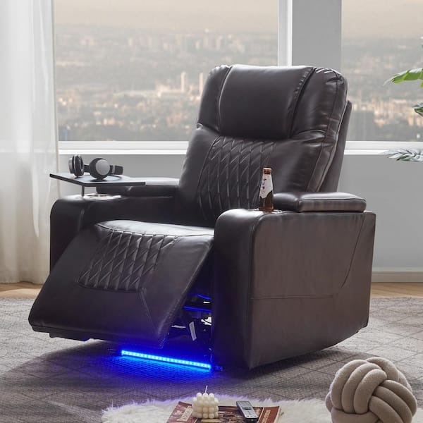 Merax Brown Faux Leather Standard (No Motion) Recliner with Storage