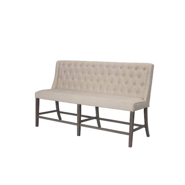Best Quality Furniture Fabiola 70 in. Beige Linen Fabric Bench