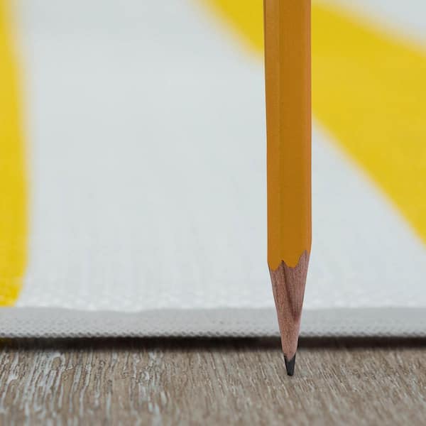 Luna Yellow 9 ft. x 12 ft. Stripes Indoor/Outdoor Area Rug