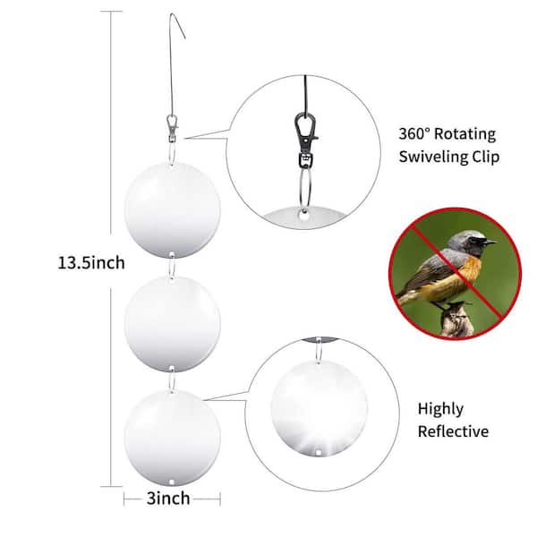 13.5 in. Reflective Double-Sided Bird Scare Discs Set for Garden Outside to Keep Birds Woodpeckers Silver (24-Pack)