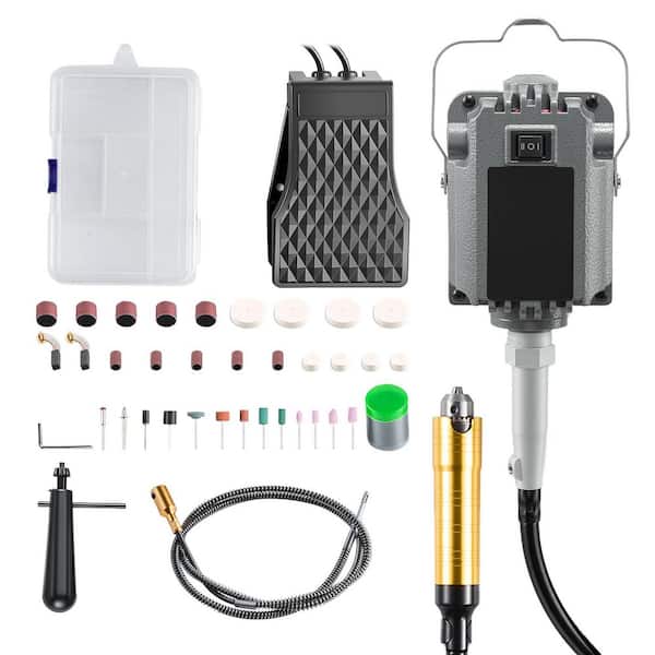 Corded Flex‑Shaft Grinder, 8.3A 1000W 30000 RPM Rotary Tool with Foot‑Pedal Control for Hanging Carving