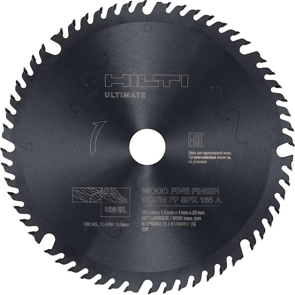 6 1/2 in. x 56-Tooth Carbide Fine Finish Circular Saw Blade for Wood