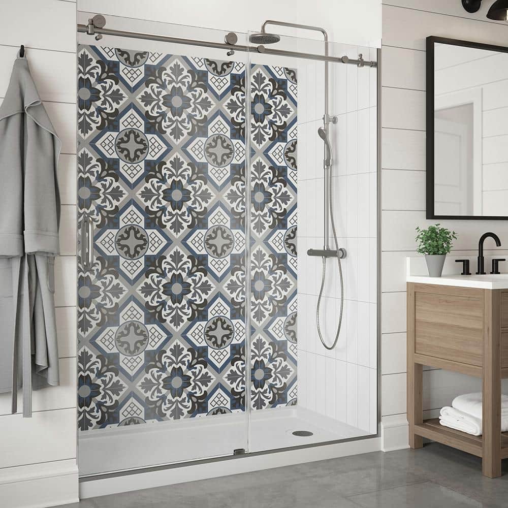 48" x 76" Brushed Nickel Frameless Sliding Shower Door