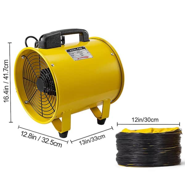 VEVOR Utility Blower 12 inch Ventilator Blower 2800 RPM Extractor Fan  Blower Portable Industrial High Velocity Blower with 10m Flexible PVC  Ducting 