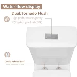 12 in. Rough-In One-piece 1.1/1.6 GPF Dual Flush Elongated Toilet in White with Comfort Seat Height, Seat Included